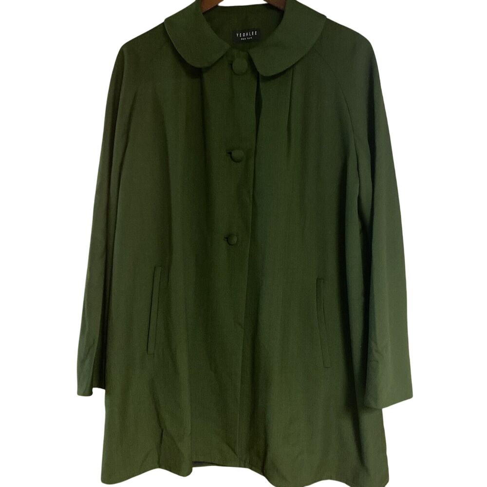 Yeohlee Lagenlook Long Olive Green Jacket Blazer With Skirt, Set Size M, Wool